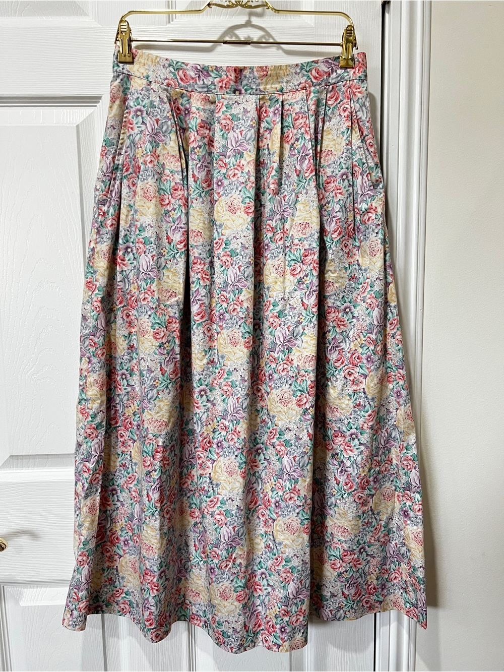 Vintage Charter Club By jane Justin '80s-'90s Pleated Prairie Floral Skirt Sz 12